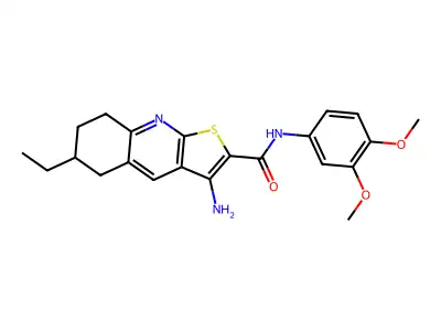 3-amino-N-(3,4-dimethoxyphenyl)-6-ethyl-5,6,7,8-tetrahydrothieno[2,3-b]quinoline-2-carboxamide structure