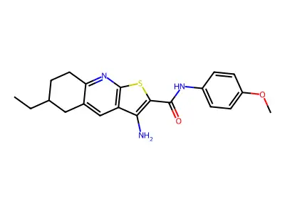 3-amino-6-ethyl-N-(4-methoxyphenyl)-5,6,7,8-tetrahydrothieno[2,3-b]quinoline-2-carboxamide structure
