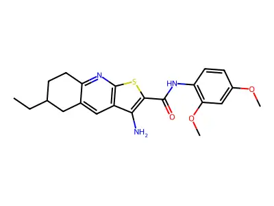 3-amino-N-(2,4-dimethoxyphenyl)-6-ethyl-5,6,7,8-tetrahydrothieno[2,3-b]quinoline-2-carboxamide structure
