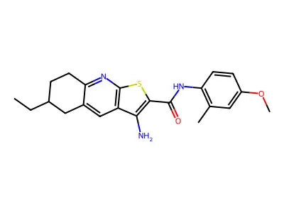 3-amino-6-ethyl-N-(4-methoxy-2-methylphenyl)-5,6,7,8-tetrahydrothieno[2,3-b]quinoline-2-carboxamide structure