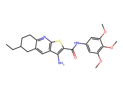 3-amino-6-ethyl-N-(3,4,5-trimethoxyphenyl)-5,6,7,8-tetrahydrothieno[2,3-b]quinoline-2-carboxamide structure