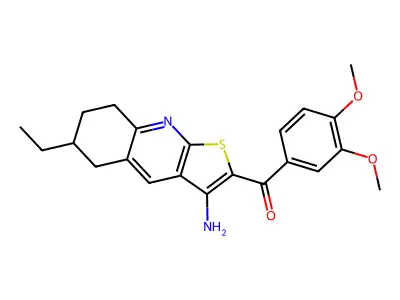 (3-amino-6-ethyl-5,6,7,8-tetrahydrothieno[2,3-b]quinolin-2-yl)(3,4-dimethoxyphenyl)methanone structure
