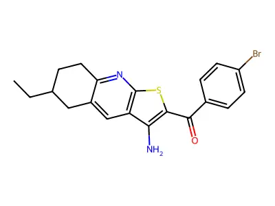 (3-amino-6-ethyl-5,6,7,8-tetrahydrothieno[2,3-b]quinolin-2-yl)(4-bromophenyl)methanone structure