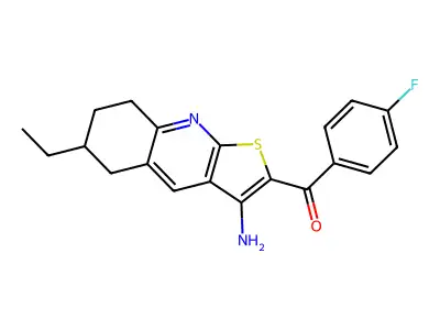 (3-amino-6-ethyl-5,6,7,8-tetrahydrothieno[2,3-b]quinolin-2-yl)(4-fluorophenyl)methanone structure