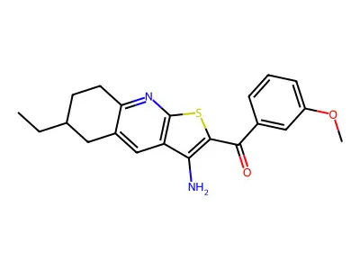 (3-amino-6-ethyl-5,6,7,8-tetrahydrothieno[2,3-b]quinolin-2-yl)(3-methoxyphenyl)methanone structure