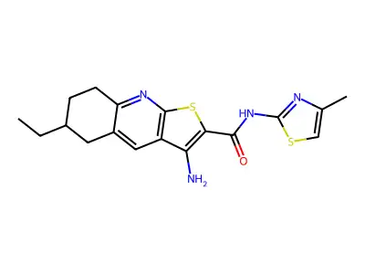 3-amino-6-ethyl-N-(4-methyl-1,3-thiazol-2-yl)-5,6,7,8-tetrahydrothieno[2,3-b]quinoline-2-carboxamide structure