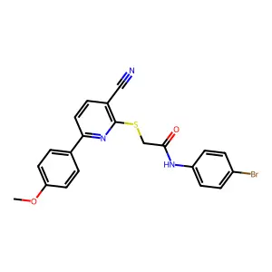 N-(4-bromophenyl)-2-[3-cyano-6-(4-methoxyphenyl)pyridin-2-yl]sulfanylacetamide structure
