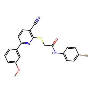 N-(4-bromophenyl)-2-[3-cyano-6-(3-methoxyphenyl)pyridin-2-yl]sulfanylacetamide structure