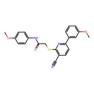 2-[3-cyano-6-(3-methoxyphenyl)pyridin-2-yl]sulfanyl-N-(4-methoxyphenyl)acetamide structure