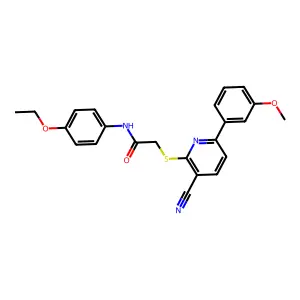 2-[3-cyano-6-(3-methoxyphenyl)pyridin-2-yl]sulfanyl-N-(4-ethoxyphenyl)acetamide structure