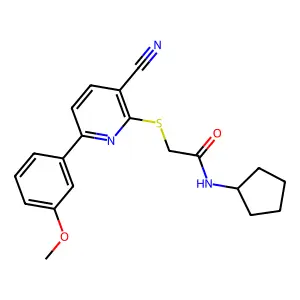 2-[3-cyano-6-(3-methoxyphenyl)pyridin-2-yl]sulfanyl-N-cyclopentylacetamide structure