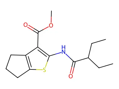 methyl 2-[(2-ethylbutanoyl)amino]-5,6-dihydro-4H-cyclopenta[b]thiophene-3-carboxylate structure