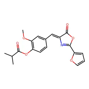 4-[(2-(2-furyl)-5-oxo-1,3-oxazol-4(5H)-ylidene)methyl]-2-methoxyphenyl 2-methylpropanoate structure