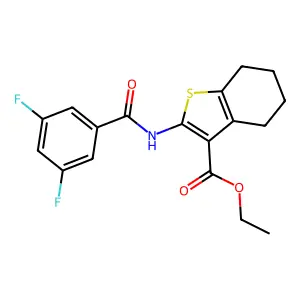 ethyl 2-[(3,5-difluorobenzoyl)amino]-4,5,6,7-tetrahydro-1-benzothiophene-3-carboxylate structure