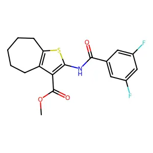 methyl 2-[(3,5-difluorobenzoyl)amino]-5,6,7,8-tetrahydro-4H-cyclohepta[b]thiophene-3-carboxylate structure