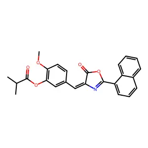 [2-methoxy-5-[(E)-(2-naphthalen-1-yl-5-oxo-1,3-oxazol-4-ylidene)methyl]phenyl] 2-methylpropanoate structure