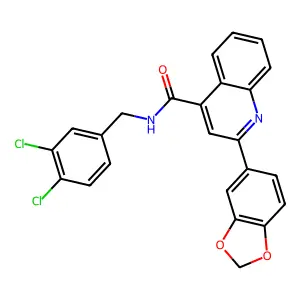 2-(1,3-benzodioxol-5-yl)-N-[(3,4-dichlorophenyl)methyl]quinoline-4-carboxamide structure
