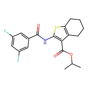 isopropyl 2-[(3,5-difluorobenzoyl)amino]-4,5,6,7-tetrahydro-1-benzothiophene-3-carboxylate structure