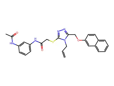 N-(3-acetamidophenyl)-2-[[5-(naphthalen-2-yloxymethyl)-4-prop-2-enyl-1,2,4-triazol-3-yl]sulfanyl]acetamide structure