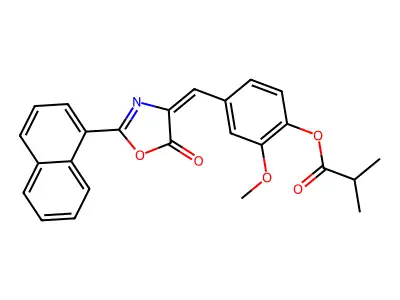 [2-methoxy-4-[(E)-(2-naphthalen-1-yl-5-oxo-1,3-oxazol-4-ylidene)methyl]phenyl] 2-methylpropanoate structure