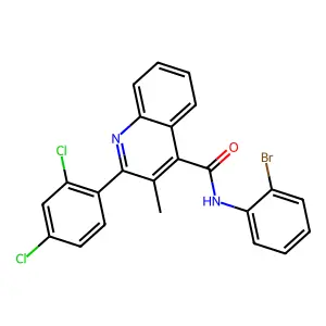 N-(2-bromophenyl)-2-(2,4-dichlorophenyl)-3-methylquinoline-4-carboxamide structure