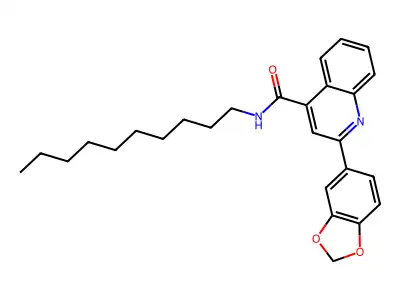 2-(1,3-benzodioxol-5-yl)-N-decyl-4-quinolinecarboxamide structure