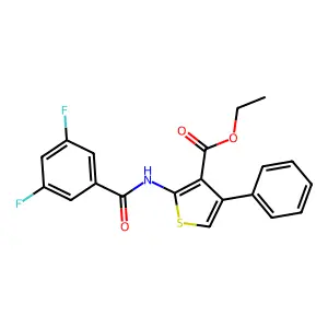 Ethyl 2-[(3,5-difluorobenzoyl)amino]-4-phenyl-3-thiophenecarboxylate structure