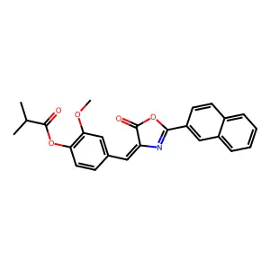 [2-methoxy-4-[(E)-(2-naphthalen-2-yl-5-oxo-1,3-oxazol-4-ylidene)methyl]phenyl] 2-methylpropanoate structure