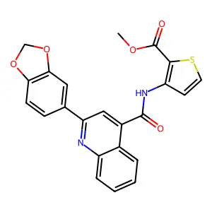methyl 3-[[2-(1,3-benzodioxol-5-yl)quinoline-4-carbonyl]amino]thiophene-2-carboxylate structure