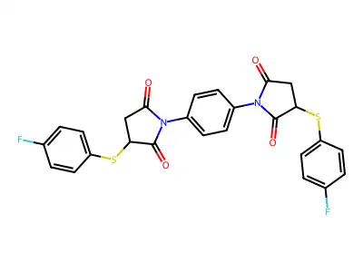 3-[(4-fluorophenyl)sulfanyl]-1-(4-{3-[(4-fluorophenyl)sulfanyl]-2,5-dioxo-1-pyrrolidinyl}phenyl)-2,5-pyrrolidinedione structure
