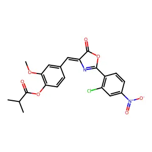 [4-[(E)-[2-(2-chloro-4-nitrophenyl)-5-oxo-1,3-oxazol-4-ylidene]methyl]-2-methoxyphenyl] 2-methylpropanoate structure