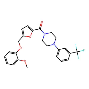 [5-[(2-methoxyphenoxy)methyl]furan-2-yl]-[4-[3-(trifluoromethyl)phenyl]piperazin-1-yl]methanone structure