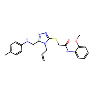 N-(2-methoxyphenyl)-2-[[5-[(4-methylanilino)methyl]-4-prop-2-enyl-1,2,4-triazol-3-yl]sulfanyl]acetamide structure