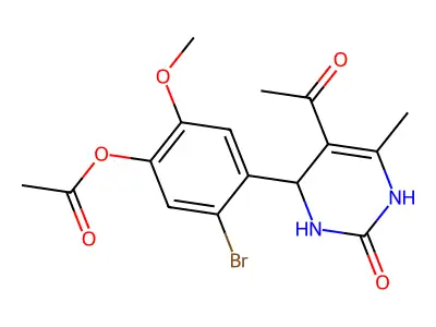 4-(5-acetyl-6-methyl-2-oxo-1,2,3,4-tetrahydro-4-pyrimidinyl)-5-bromo-2-methoxyphenyl acetate structure