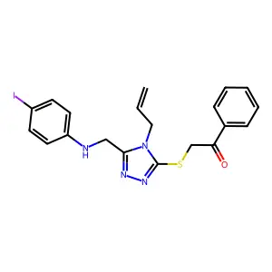 2-({4-allyl-5-[(4-iodoanilino)methyl]-4H-1,2,4-triazol-3-yl}sulfanyl)-1-phenylethanone structure