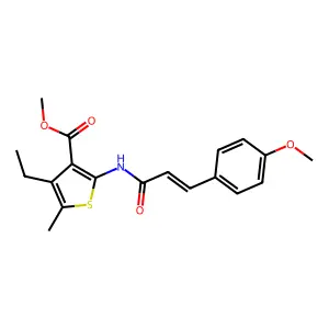 methyl 4-ethyl-2-{[3-(4-methoxyphenyl)acryloyl]amino}-5-methyl-3-thiophenecarboxylate structure