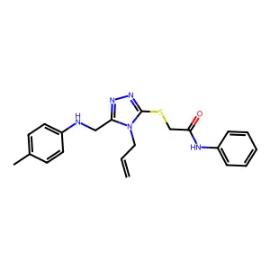 2-[[5-[(4-methylanilino)methyl]-4-prop-2-enyl-1,2,4-triazol-3-yl]sulfanyl]-N-phenylacetamide structure
