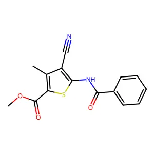 Methyl 5-benzamido-4-cyano-3-methylthiophene-2-carboxylate structure