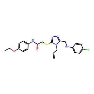 2-[[5-[(4-chloroanilino)methyl]-4-prop-2-enyl-1,2,4-triazol-3-yl]sulfanyl]-N-(4-ethoxyphenyl)acetamide structure
