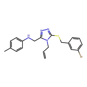 N-[[5-[(3-bromophenyl)methylsulfanyl]-4-prop-2-enyl-1,2,4-triazol-3-yl]methyl]-4-methylaniline structure