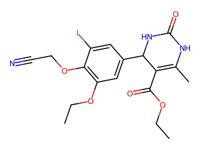 ethyl 4-[4-(cyanomethoxy)-3-ethoxy-5-iodophenyl]-6-methyl-2-oxo-1,2,3,4-tetrahydro-5-pyrimidinecarboxylate structure