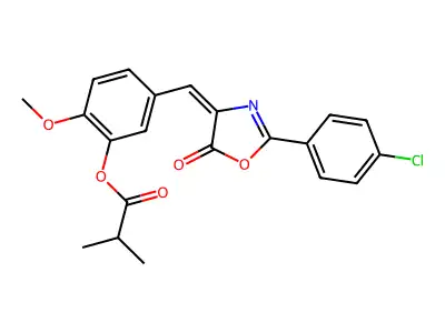[5-[(E)-[2-(4-chlorophenyl)-5-oxo-1,3-oxazol-4-ylidene]methyl]-2-methoxyphenyl] 2-methylpropanoate structure