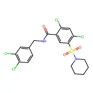 2,4-dichloro-N-(3,4-dichlorobenzyl)-5-(1-piperidinylsulfonyl)benzamide structure