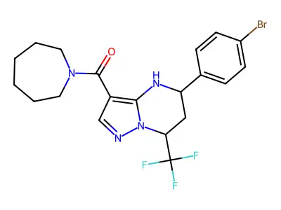 3-(1-azepanylcarbonyl)-5-(4-bromophenyl)-7-(trifluoromethyl)-4,5,6,7-tetrahydropyrazolo[1,5-a]pyrimidine structure