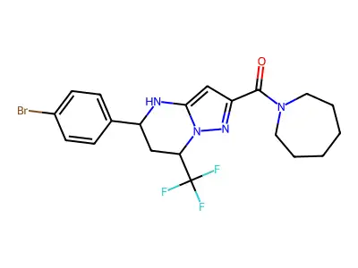 2-(1-azepanylcarbonyl)-5-(4-bromophenyl)-7-(trifluoromethyl)-4,5,6,7-tetrahydropyrazolo[1,5-a]pyrimidine structure