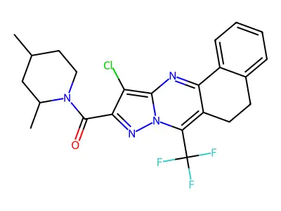 11-chloro-10-[(2,4-dimethyl-1-piperidinyl)carbonyl]-7-(trifluoromethyl)-5,6-dihydrobenzo[h]pyrazolo[5,1-b]quinazoline structure