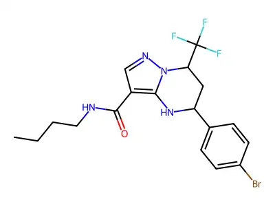 5-(4-bromophenyl)-N-butyl-7-(trifluoromethyl)-4,5,6,7-tetrahydropyrazolo[1,5-a]pyrimidine-3-carboxamide structure