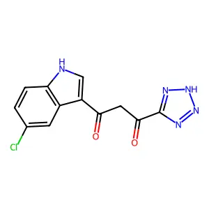 1-(5-chloro-1H-indol-3-yl)-3-(2H-tetrazol-5-yl)propane-1,3-dione structure