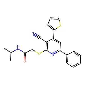 2-(3-cyano-6-phenyl-4-thiophen-2-ylpyridin-2-yl)sulfanyl-N-propan-2-ylacetamide structure
