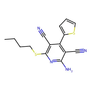 2-Amino-6-(butylsulfanyl)-4-(2-thienyl)-3,5-pyridinedicarbonitrile structure